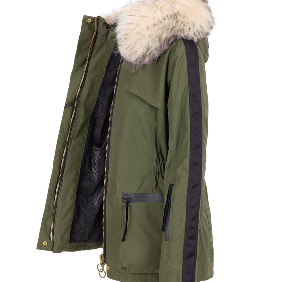 Troy of London Amanda Wakely Elements Parka Coat Green Medium Faux Fur NWT - Picture 2 of 6